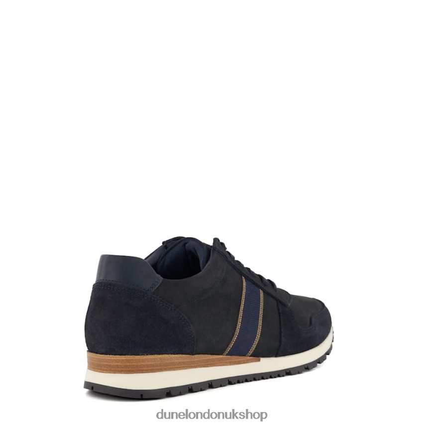 Stripe-Detail Nubuck Trainers Men N4BBPB709 Dune London Treck Navy