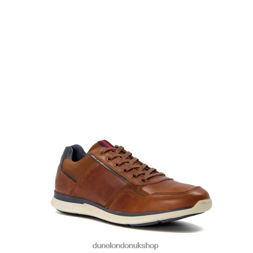 Stripe Tab Trainers Men N4BBPB889 Dune London Tynecastle Tan - Click Image to Close