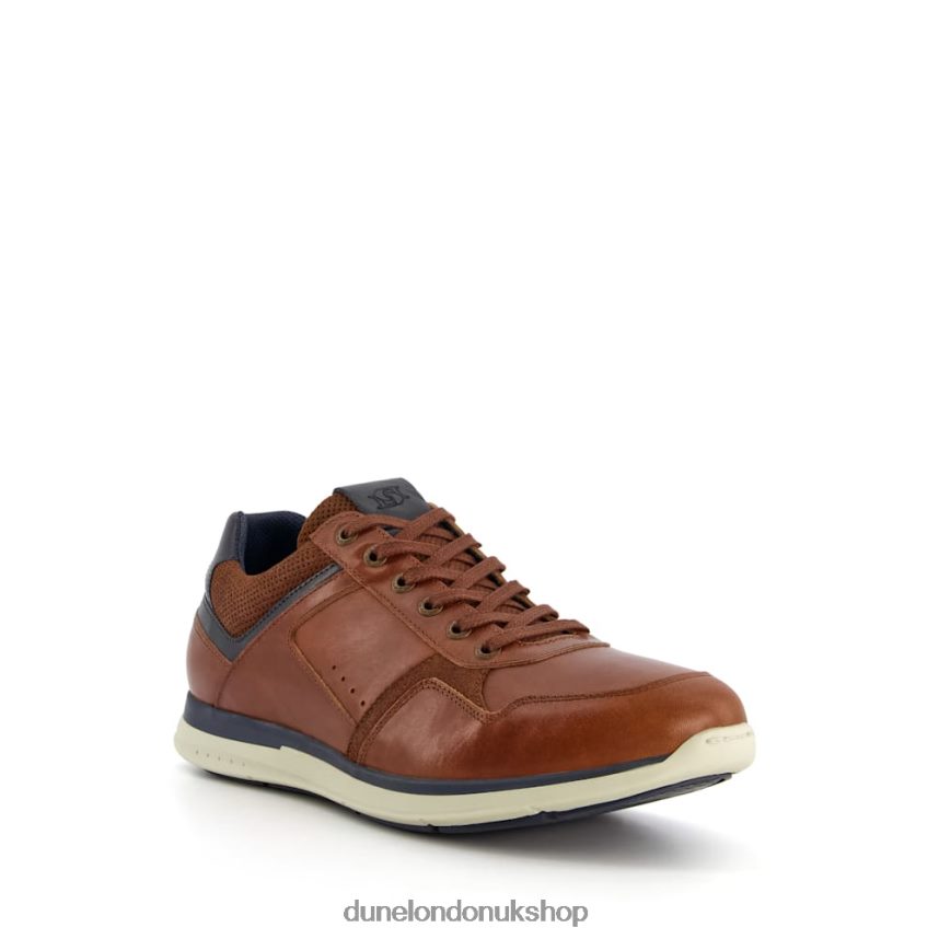 Wide Fit Lace Up Trainers Men N4BBPB888 Dune London Thymes Tan - Click Image to Close