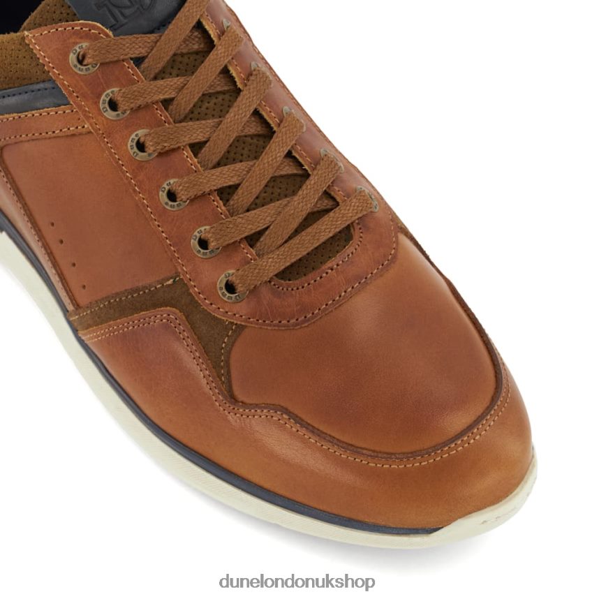 Wide Fit Leather Lace-Up Trainers Men N4BBPB701 Dune London Trended Tan