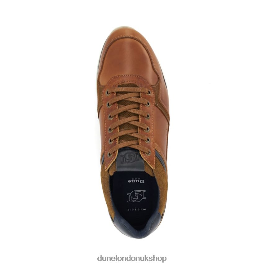 Wide Fit Leather Lace-Up Trainers Men N4BBPB701 Dune London Trended Tan