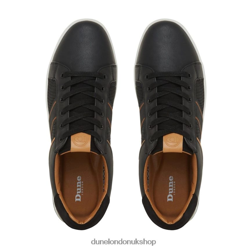 Wide Fit Side Stripe Lace-Up Trainers Men N4BBPB826 Dune London Trues Black