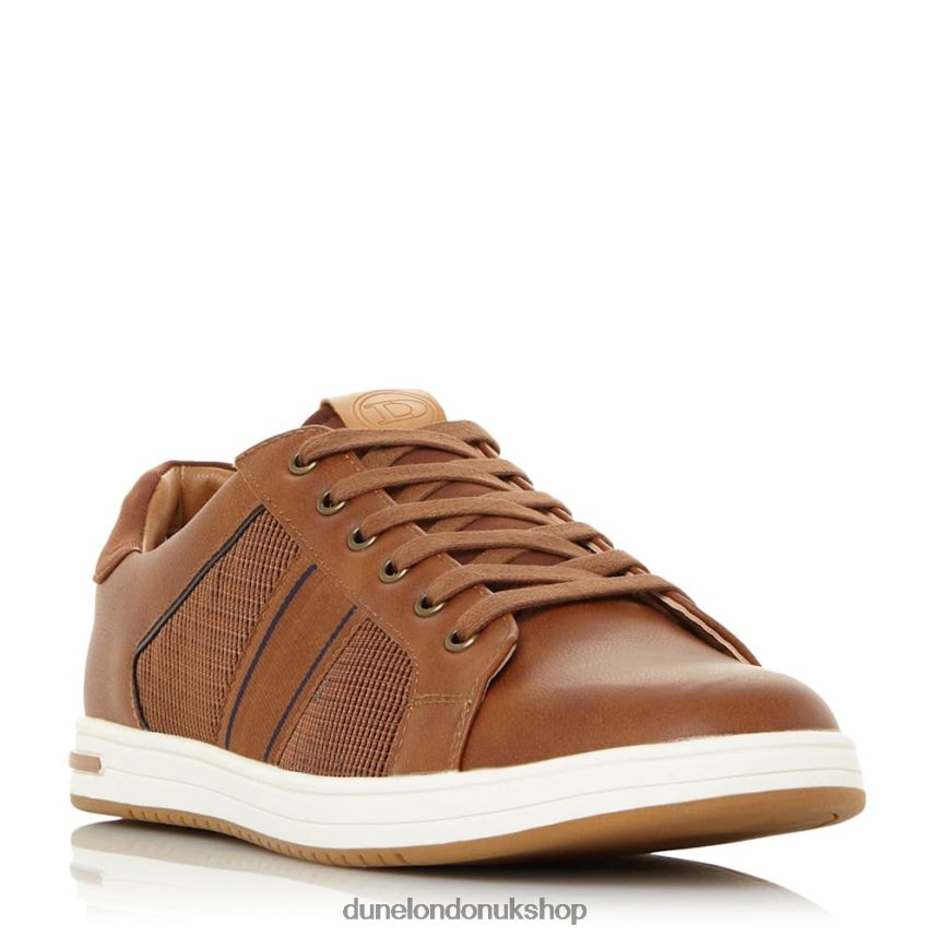 Wide Fit Side Stripe Lace-Up Trainers Men N4BBPB887 Dune London Trues Tan - Click Image to Close