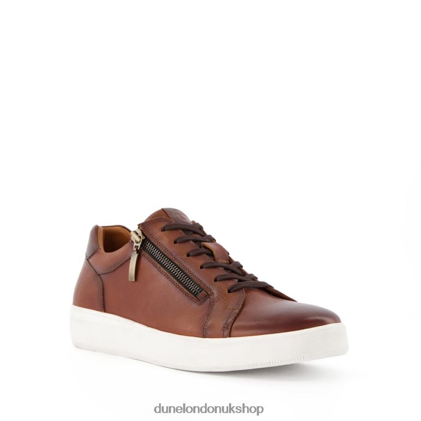 Zip Detail Cup Sole Trainers Men N4BBPB746 Dune London Tribute Tan - Click Image to Close