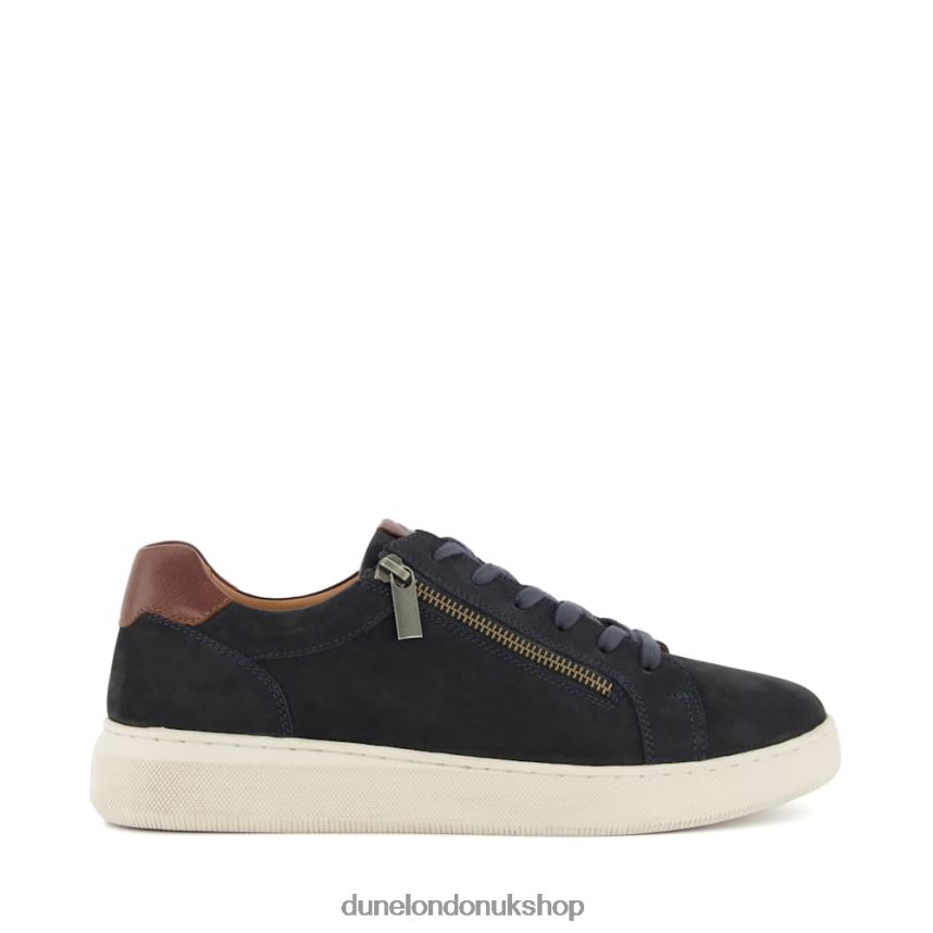 Zip-Detail Nubuck Cup Sole Trainers Men N4BBPB822 Dune London Tribute Navy