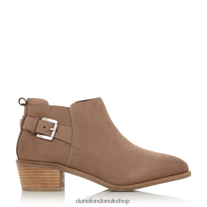 Buckle Trim Stacked Heel Ankle Boots Women N4BBPB650 Dune London Piera Taupe