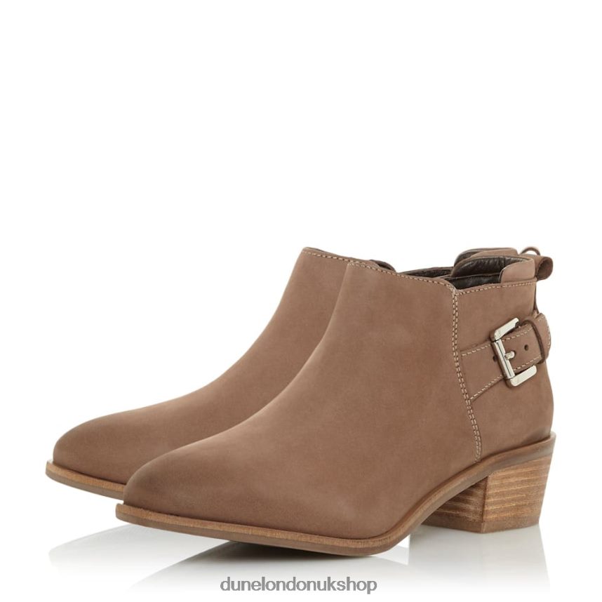 Buckle Trim Stacked Heel Ankle Boots Women N4BBPB650 Dune London Piera Taupe