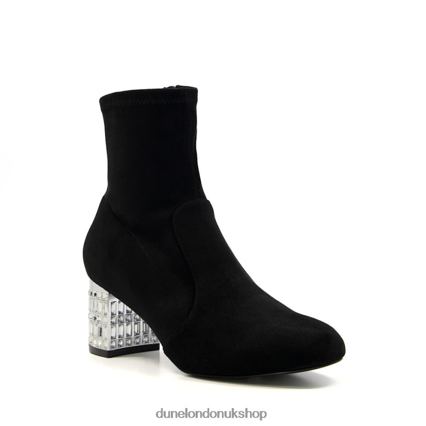 Jewelled High Heel Sock Ankle Boots Women N4BBPB493 Dune London Optimal Black - Click Image to Close