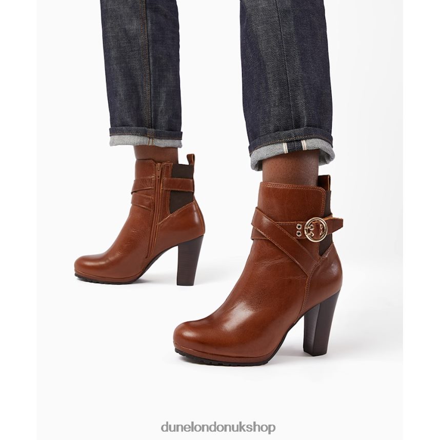 Leather Buckle-Strap Ankle Boots Women N4BBPB380 Dune London Oreana Tan