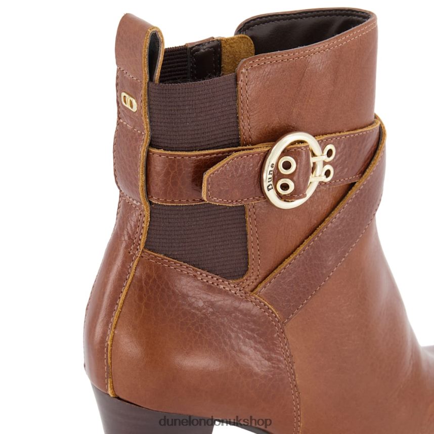 Leather Buckle-Strap Ankle Boots Women N4BBPB380 Dune London Oreana Tan