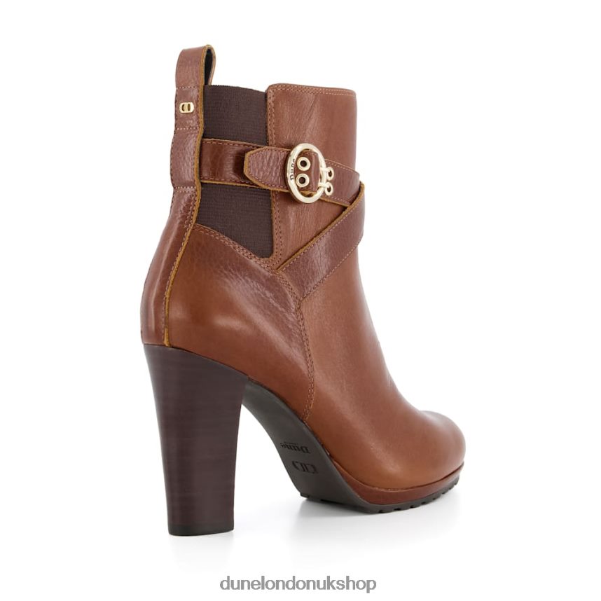 Leather Buckle-Strap Ankle Boots Women N4BBPB380 Dune London Oreana Tan