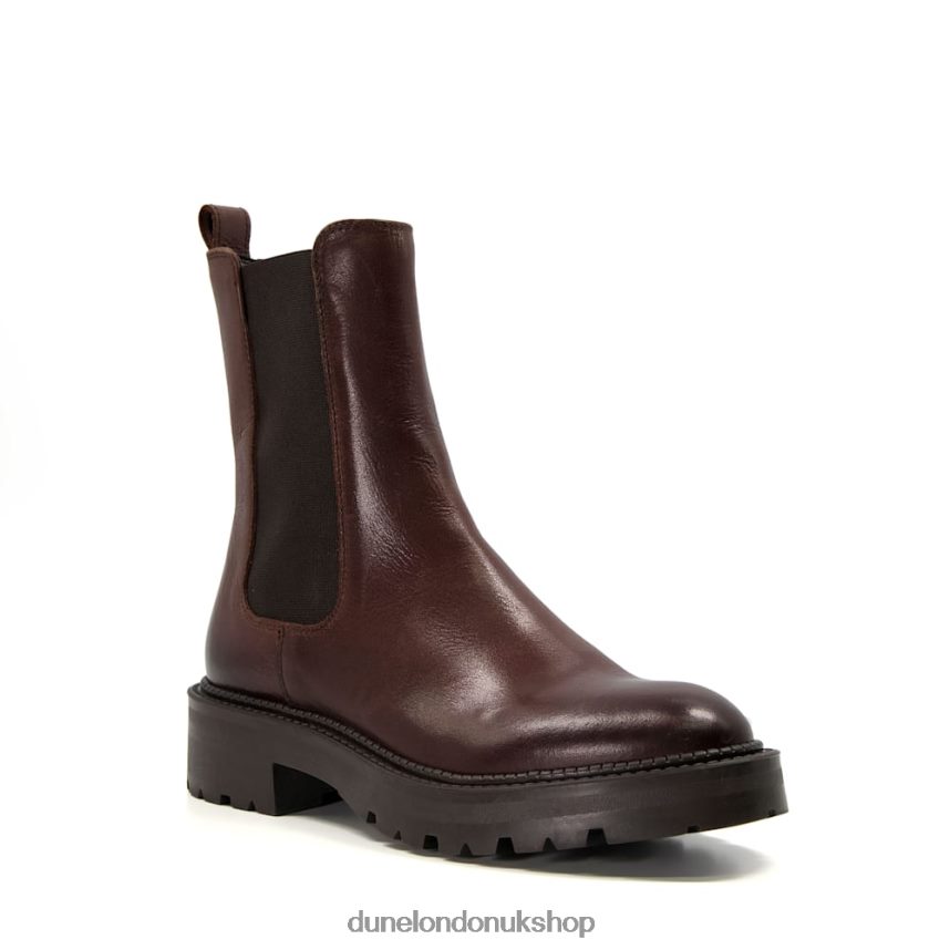 Leather Cleated Biker Boots Women N4BBPB314 Dune London Picture Brown - Click Image to Close