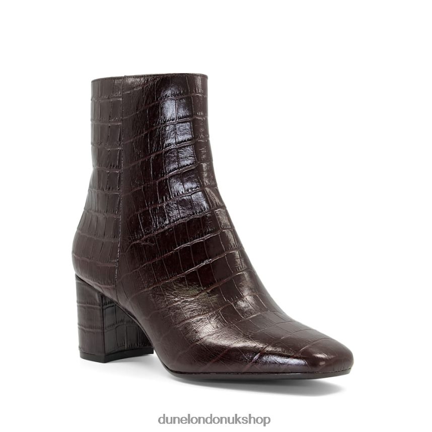 Square Toe Mid Heel Ankle Boots Women N4BBPB654 Dune London Oregon Brown - Click Image to Close