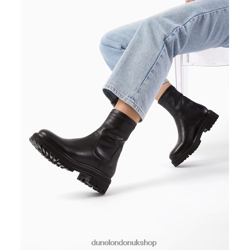 Stretch Leather Sock Boots Women N4BBPB379 Dune London Putneys Black