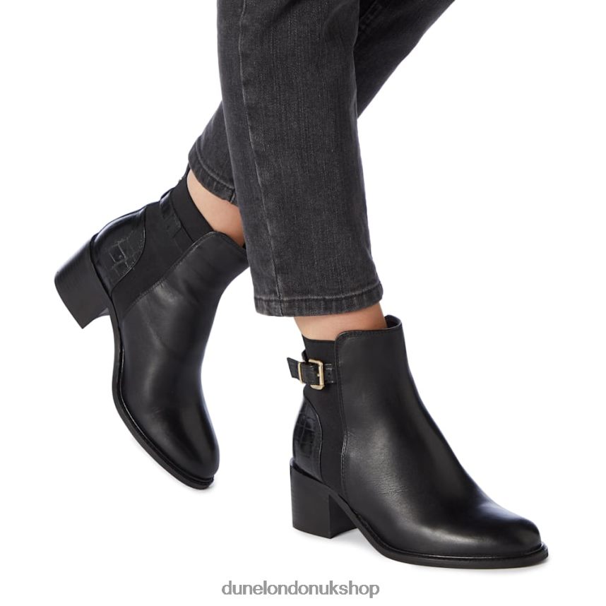 Wide Fit Low Block Heel Ankle Boots Women N4BBPB664 Dune London Poetic Black