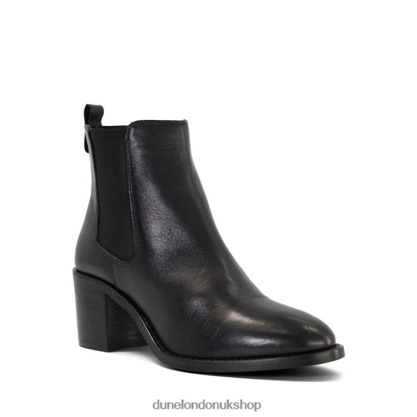 Leather Block-Heel Chelsea Boots Women N4BBPB372 Dune London Pembly Black - Click Image to Close