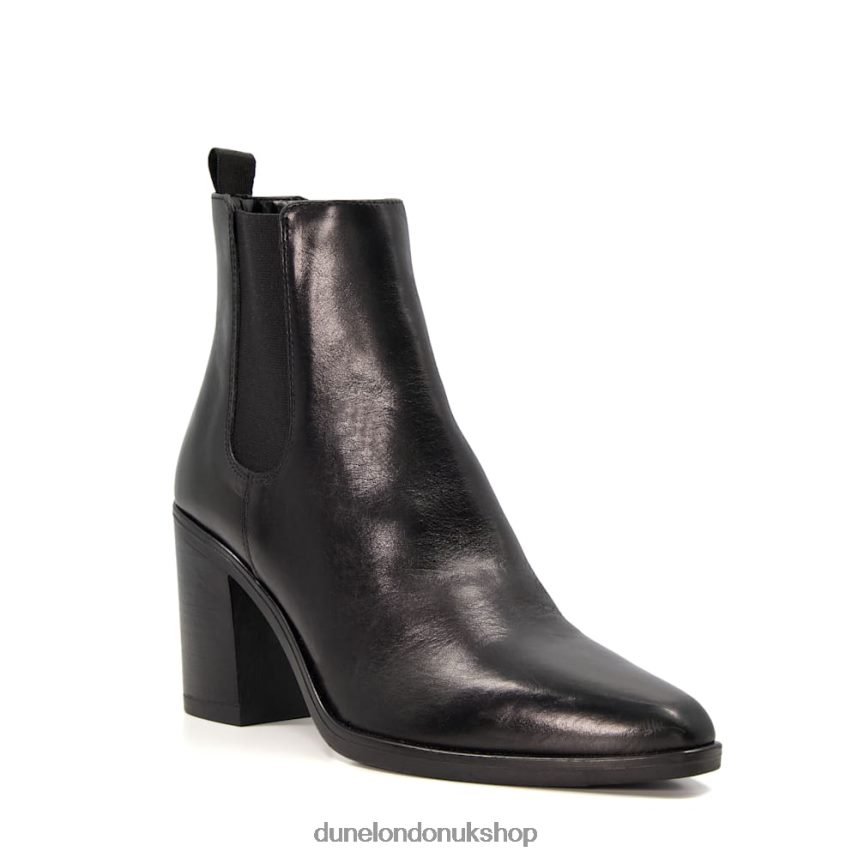 Leather Block-Heel Western Boots Women N4BBPB499 Dune London Prea Black - Click Image to Close