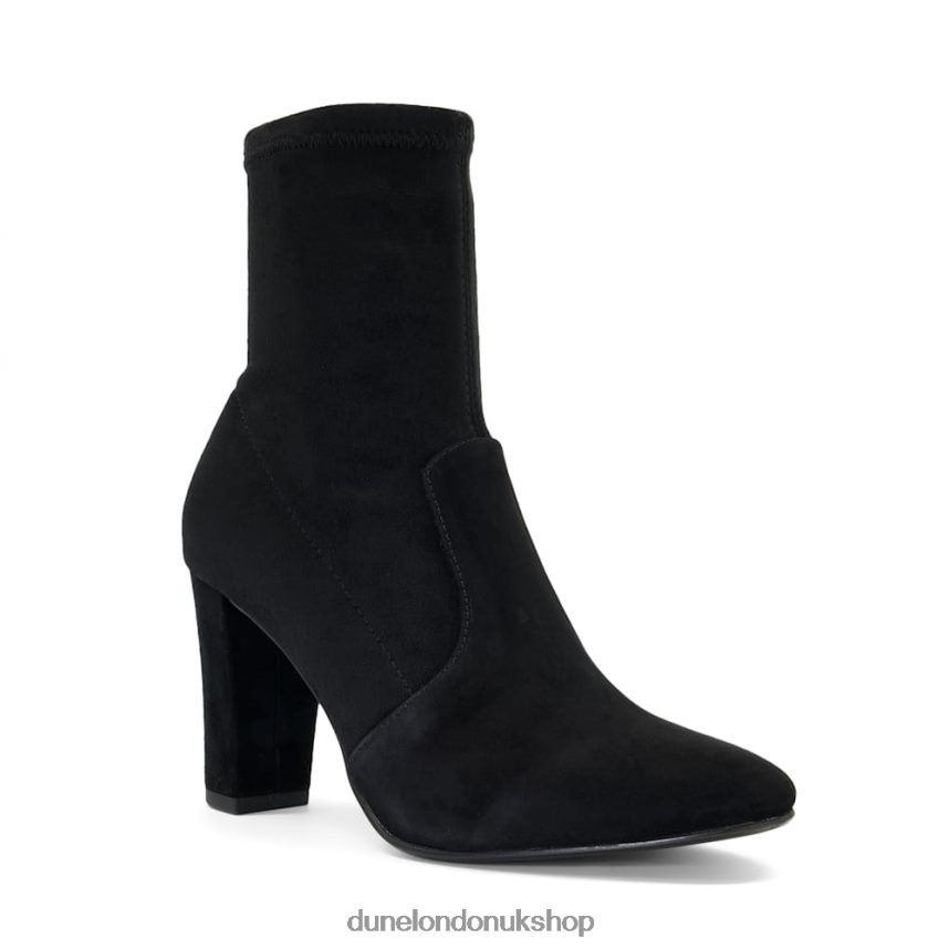 Suede Block-Heel Sock Boots Women N4BBPB393 Dune London Optical Black - Click Image to Close