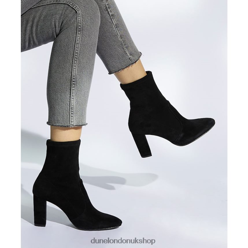 Suede Block-Heel Sock Boots Women N4BBPB393 Dune London Optical Black