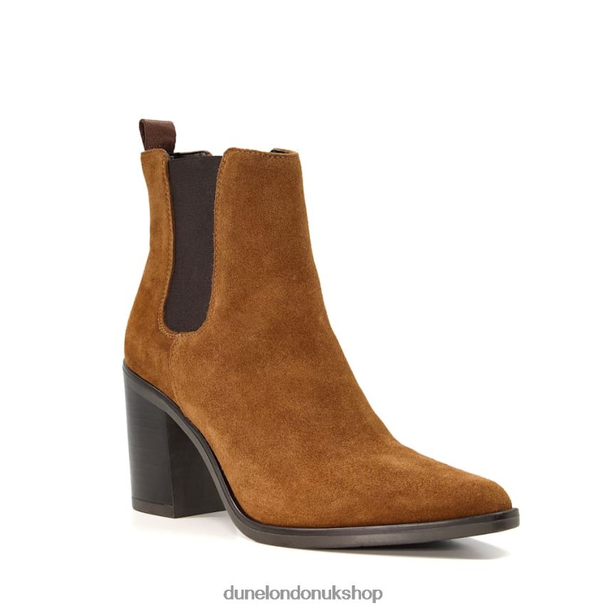 Suede Block Heel Western Boots Women N4BBPB309 Dune London Prea Tan - Click Image to Close