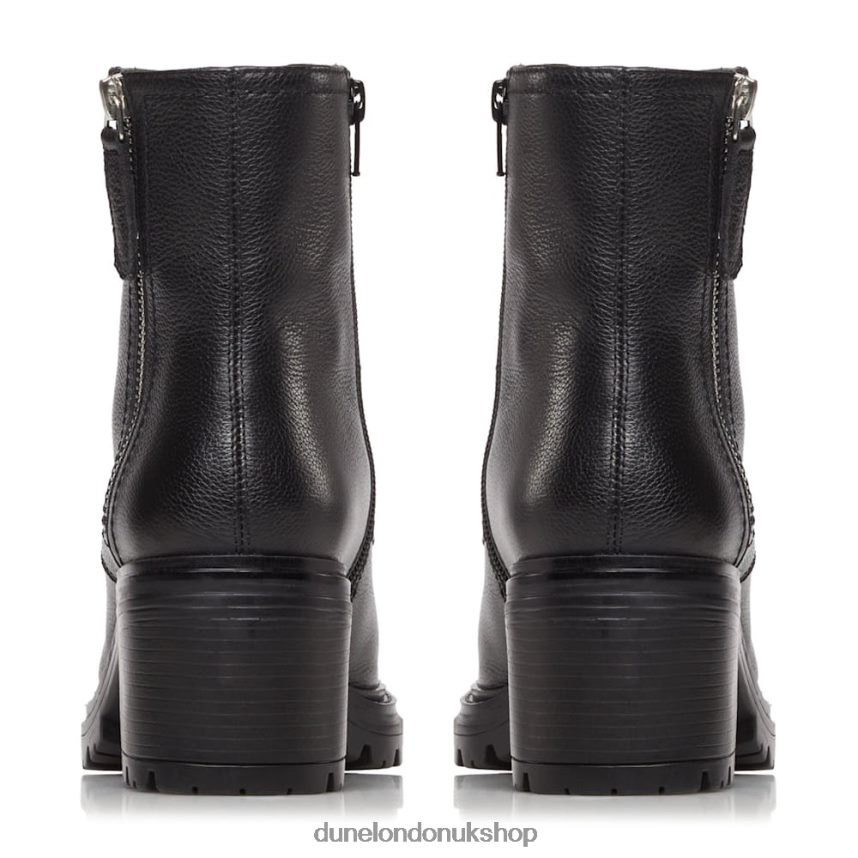 Zip Detail Block Heel Biker Boots Women N4BBPB607 Dune London Paiton Black