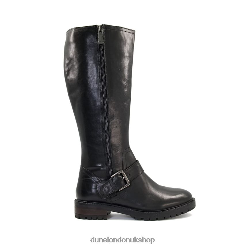 Buckle Strap Knee High Boots Women N4BBPB648 Dune London Trafalgar Black