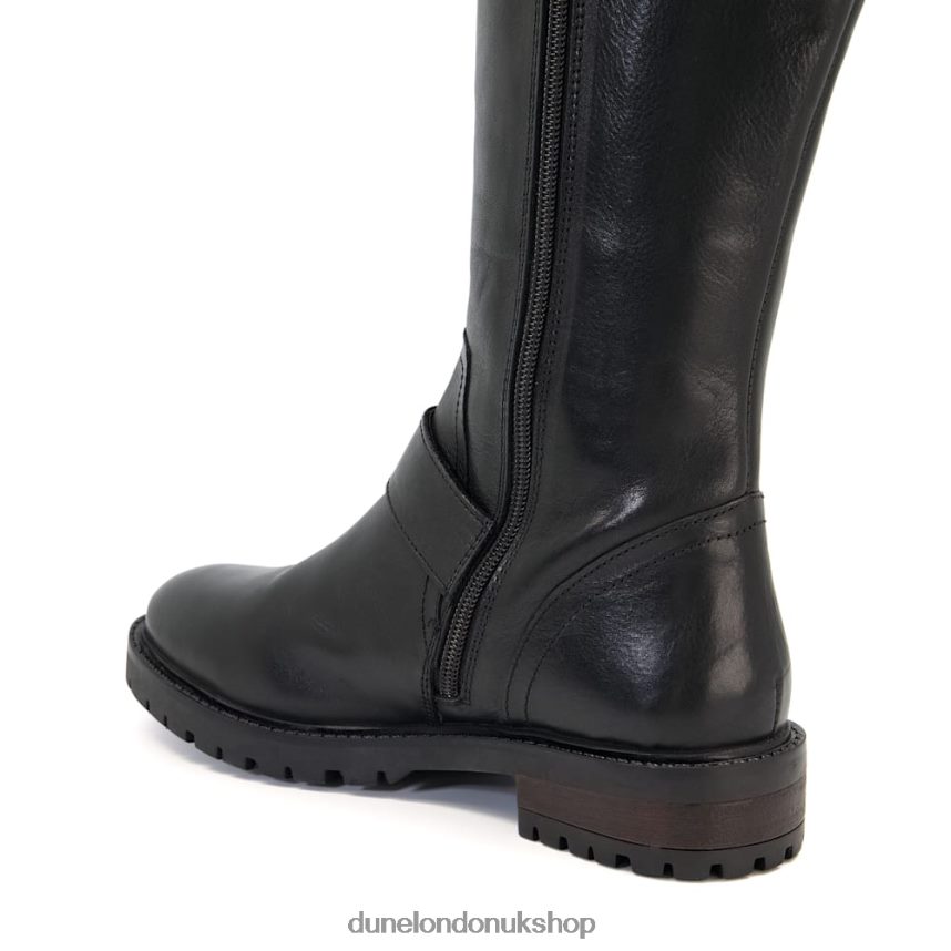 Buckle Strap Knee High Boots Women N4BBPB648 Dune London Trafalgar Black