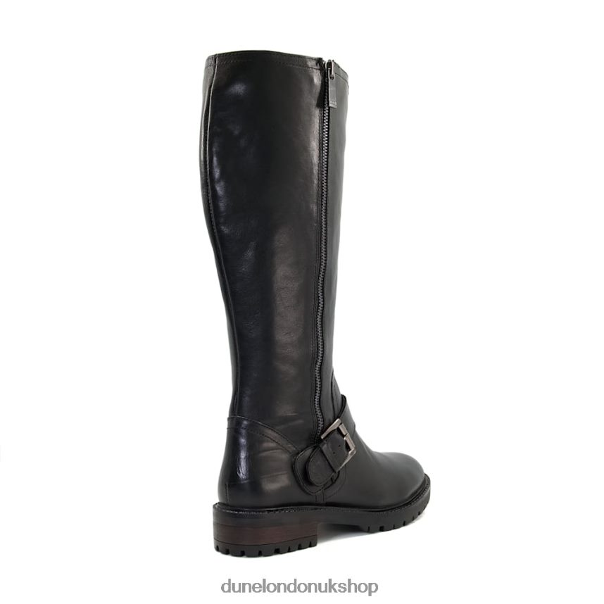 Buckle Strap Knee High Boots Women N4BBPB648 Dune London Trafalgar Black