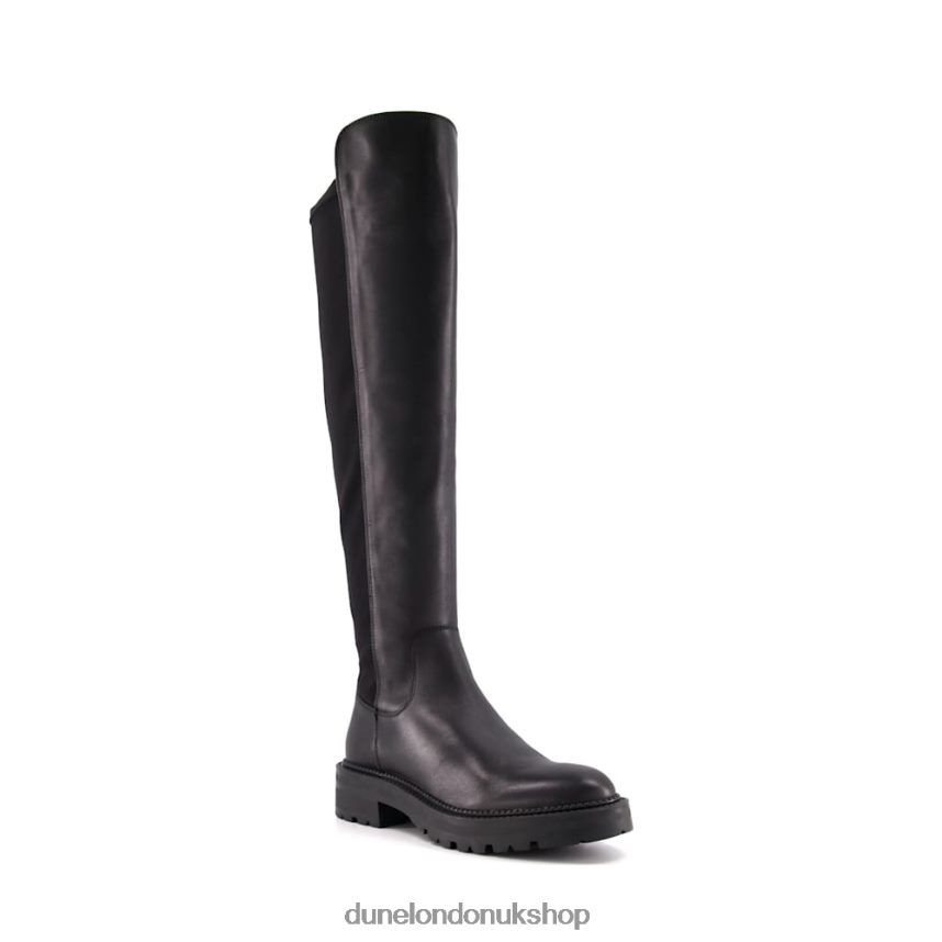 Chunky Leather Knee-High Boots Women N4BBPB355 Dune London Tella Black