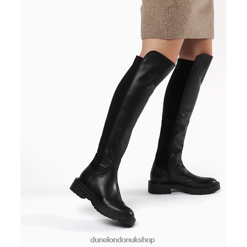 Chunky Leather Knee-High Boots Women N4BBPB355 Dune London Tella Black