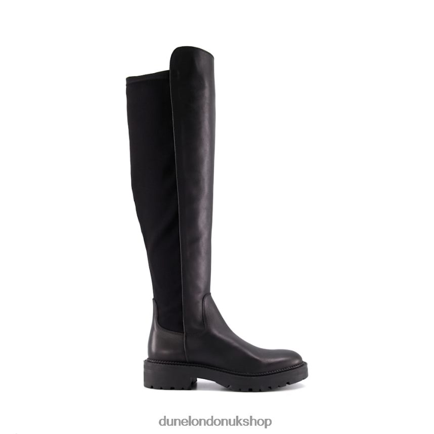 Chunky Leather Knee-High Boots Women N4BBPB355 Dune London Tella Black