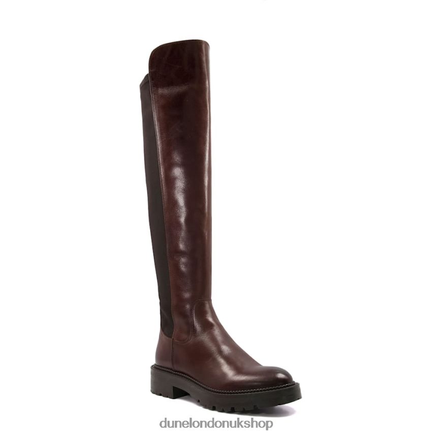 Chunky Leather Knee-High Boots Women N4BBPB497 Dune London Tella Brown