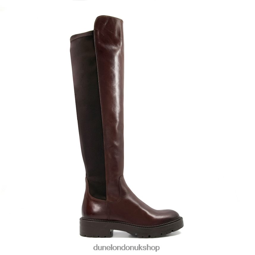 Chunky Leather Knee-High Boots Women N4BBPB497 Dune London Tella Brown