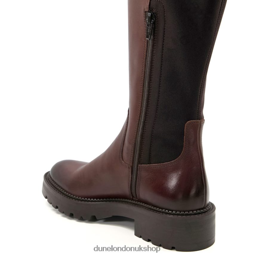 Chunky Leather Knee-High Boots Women N4BBPB497 Dune London Tella Brown