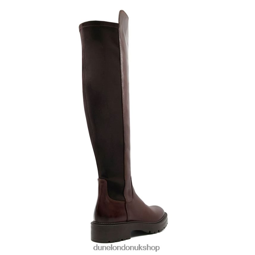 Chunky Leather Knee-High Boots Women N4BBPB497 Dune London Tella Brown