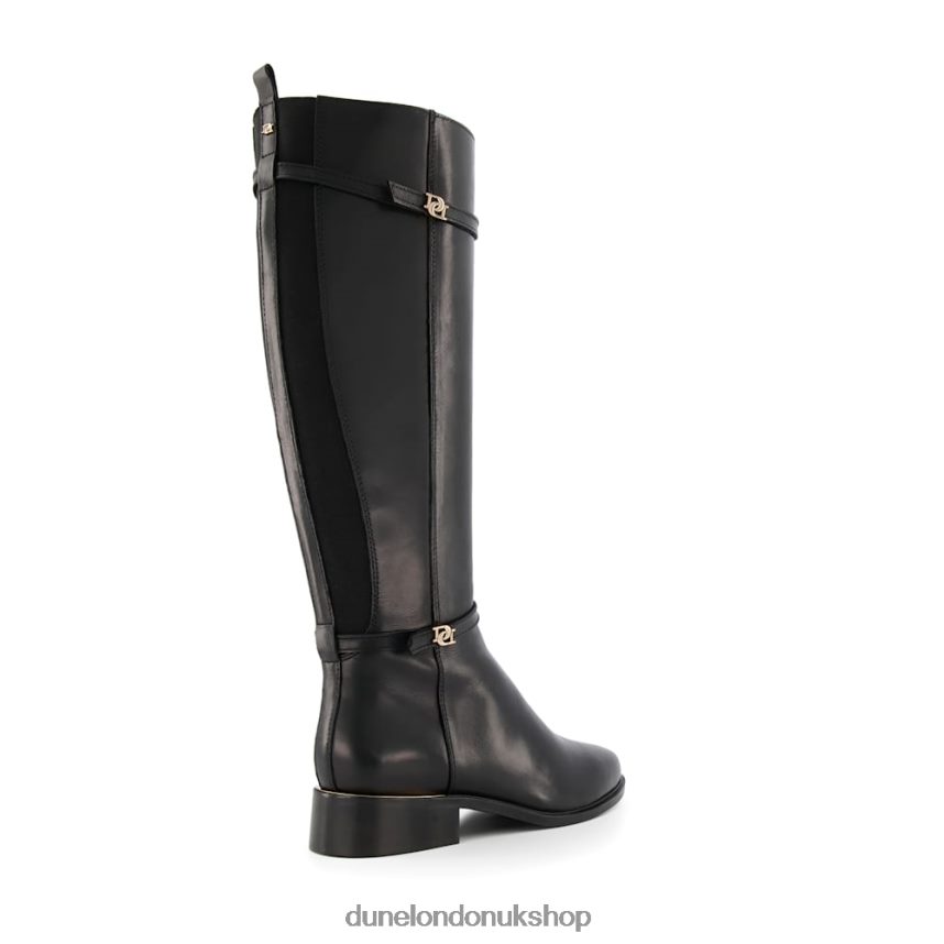 Double Buckle Knee High Riding Boots Women N4BBPB373 Dune London Tap Black