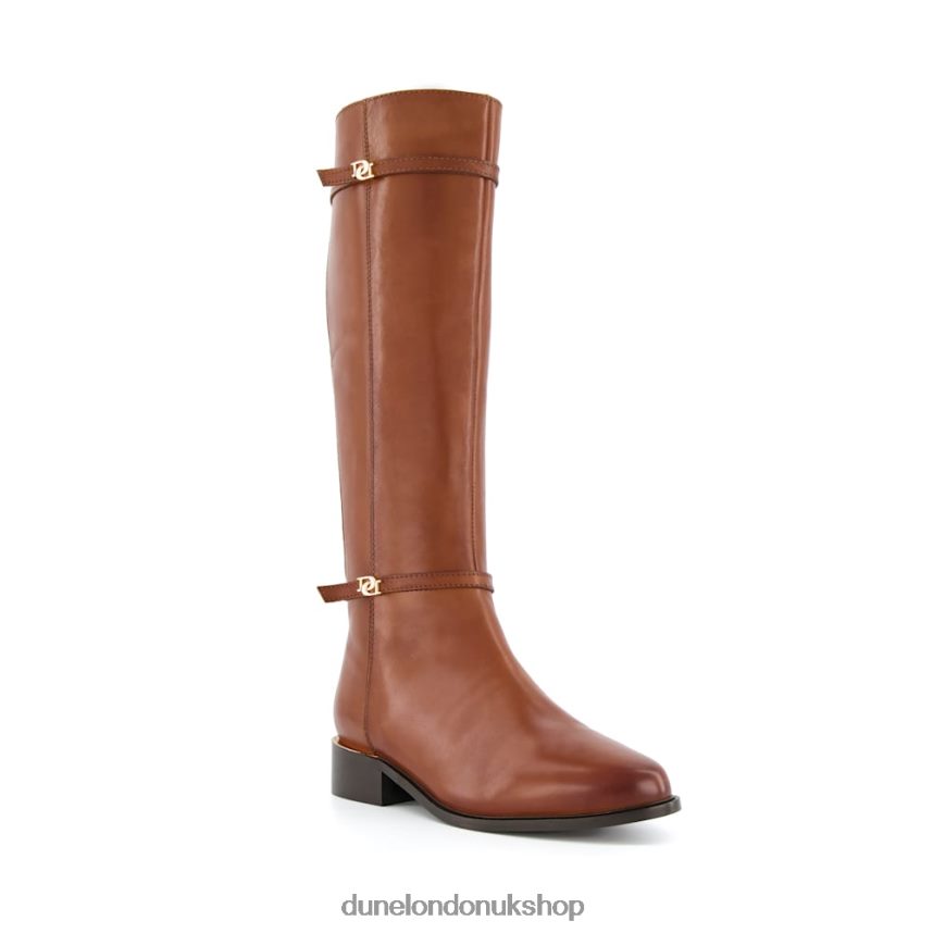 Double Buckle Knee High Riding Boots Women N4BBPB376 Dune London Tap Tan