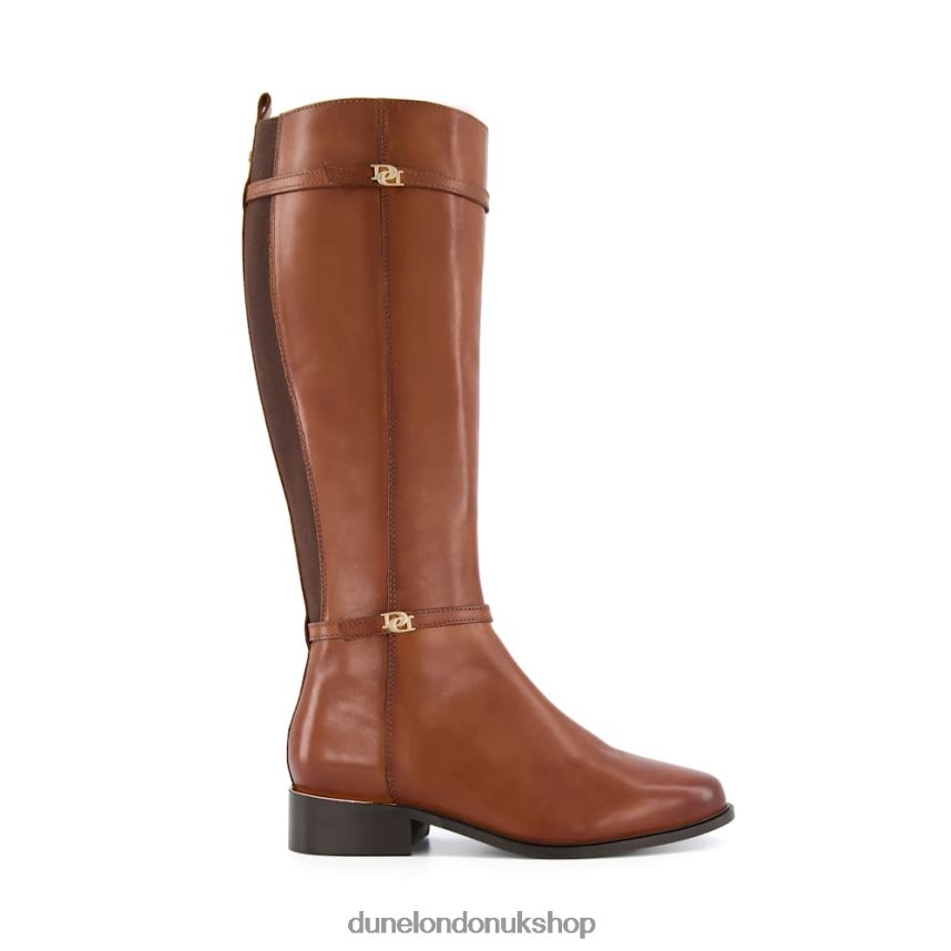 Double Buckle Knee High Riding Boots Women N4BBPB376 Dune London Tap Tan