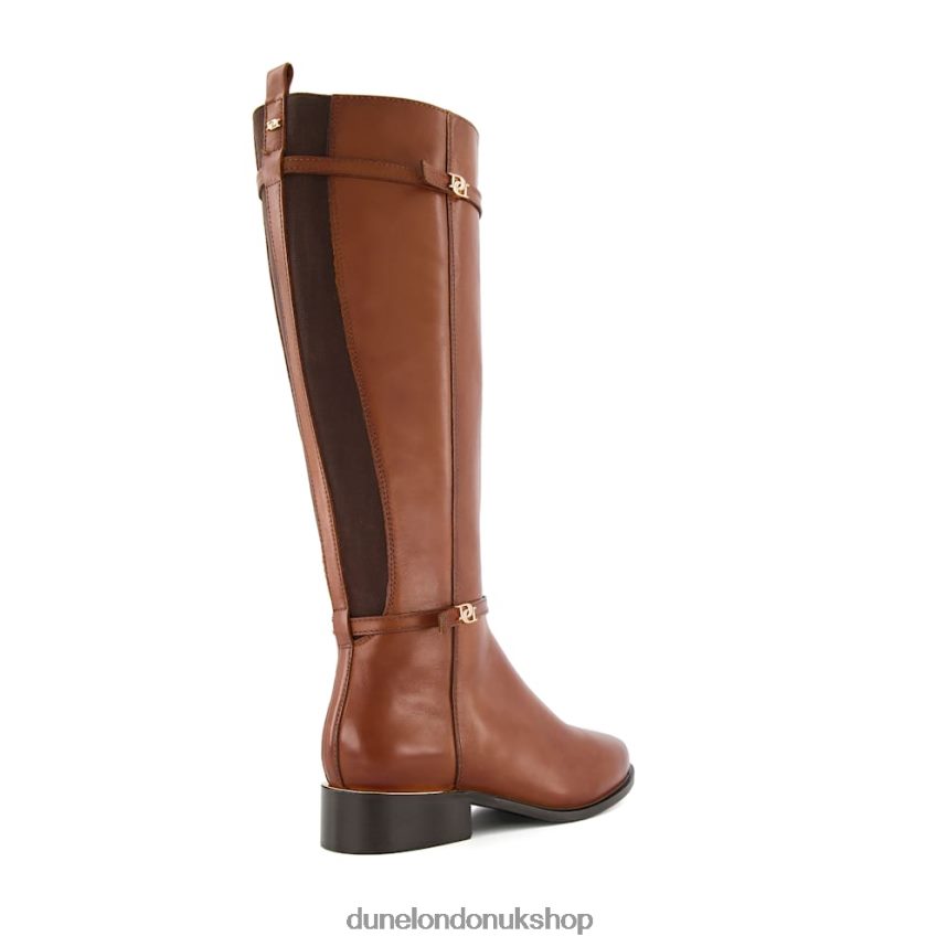 Double Buckle Knee High Riding Boots Women N4BBPB376 Dune London Tap Tan