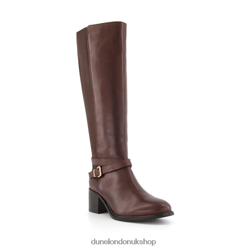 Knee High Ankle Strap Boots Women N4BBPB417 Dune London Tildings Brown