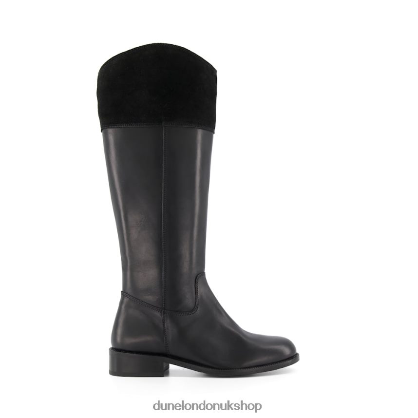 Knee High Rider Boots Women N4BBPB537 Dune London Tina Black - Click Image to Close