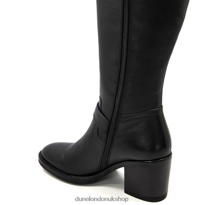 Leather Buckle Heeled Knee-High Boots Women N4BBPB297 Dune London Trelise Black