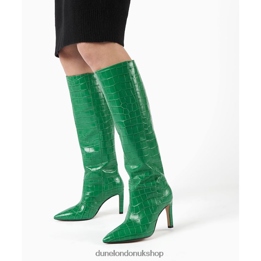 Pointed Stiletto Knee High Heeled Boots Women N4BBPB511 Dune London Spice Green