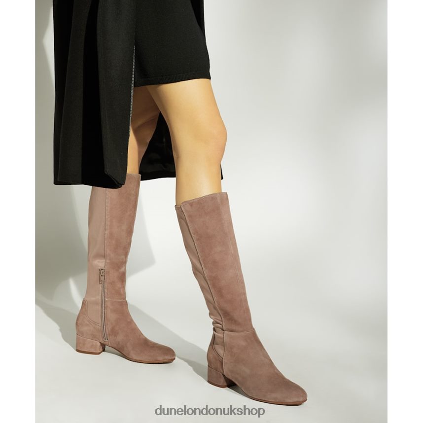 Stretch-Suede Knee-High Boots Women N4BBPB300 Dune London Tayla Taupe