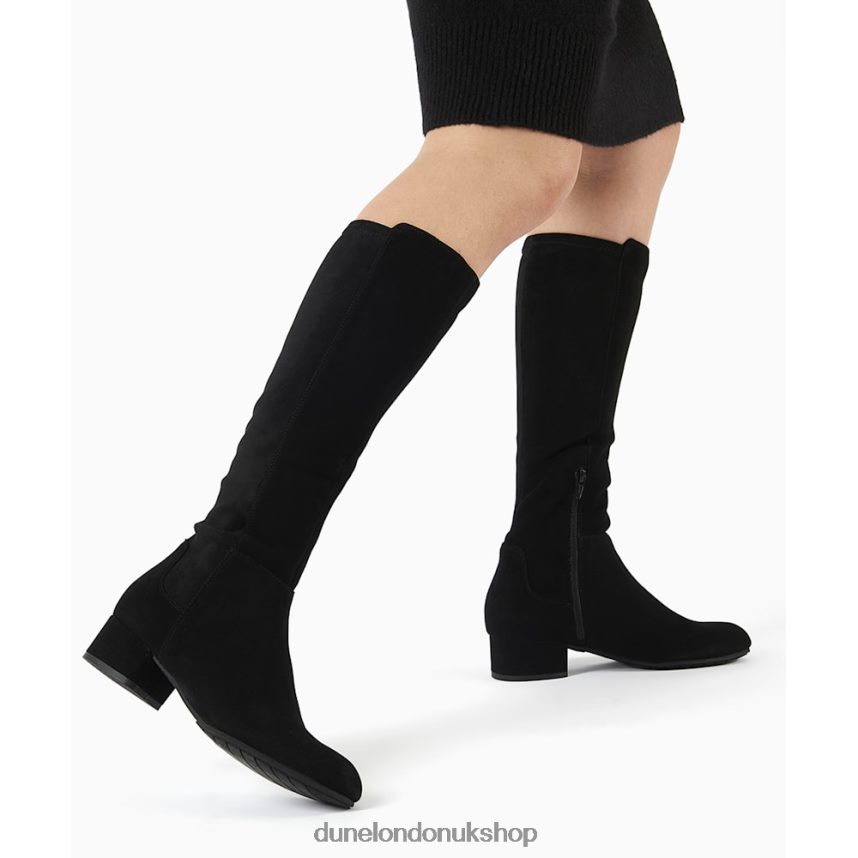 Stretch-Suede Knee-High Boots Women N4BBPB356 Dune London Tayla Black