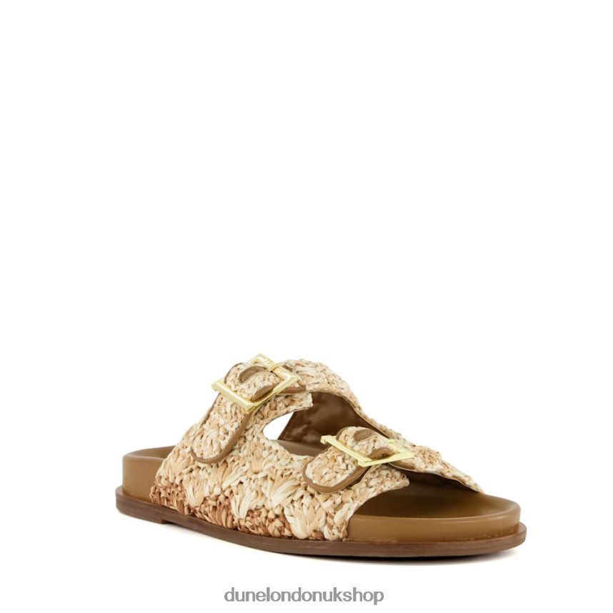 Buckled Flat Raffia Slides Women N4BBPB59 Dune London Lolitas Natural - Click Image to Close