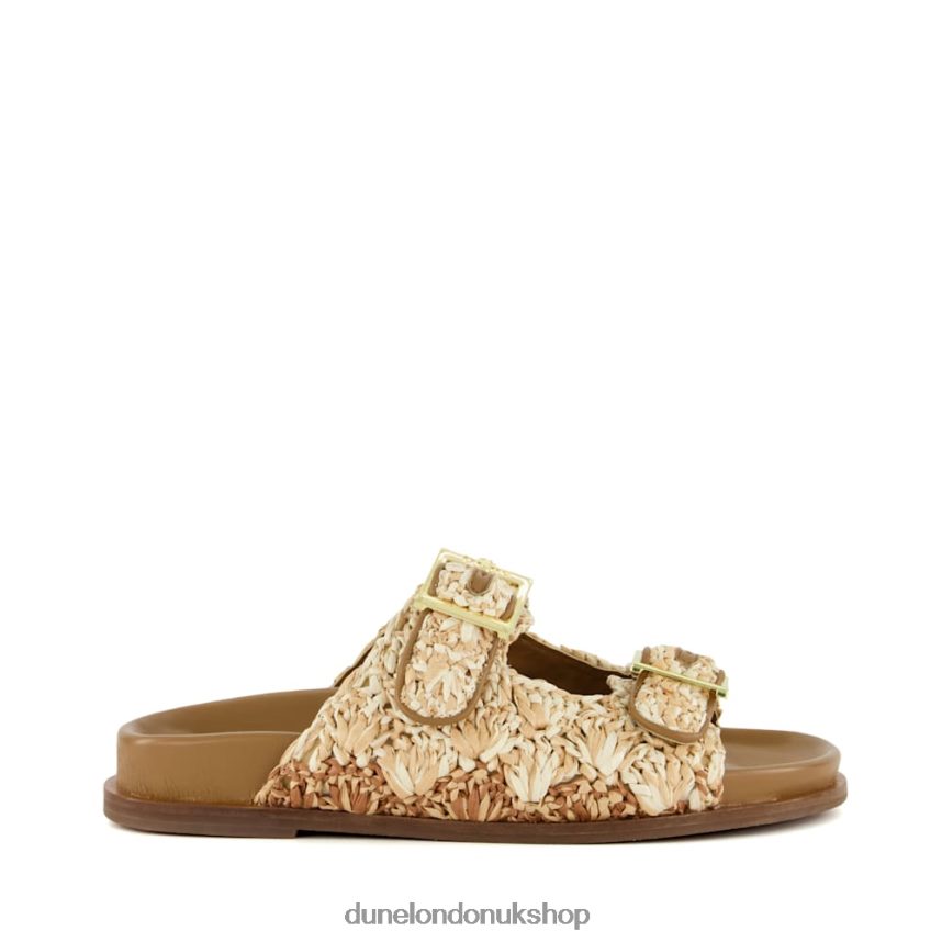 Buckled Flat Raffia Slides Women N4BBPB59 Dune London Lolitas Natural