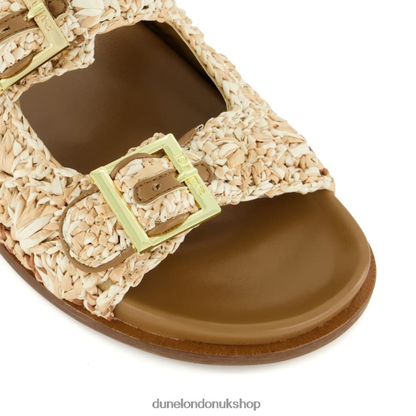 Buckled Flat Raffia Slides Women N4BBPB59 Dune London Lolitas Natural