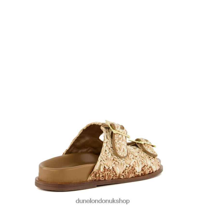 Buckled Flat Raffia Slides Women N4BBPB59 Dune London Lolitas Natural