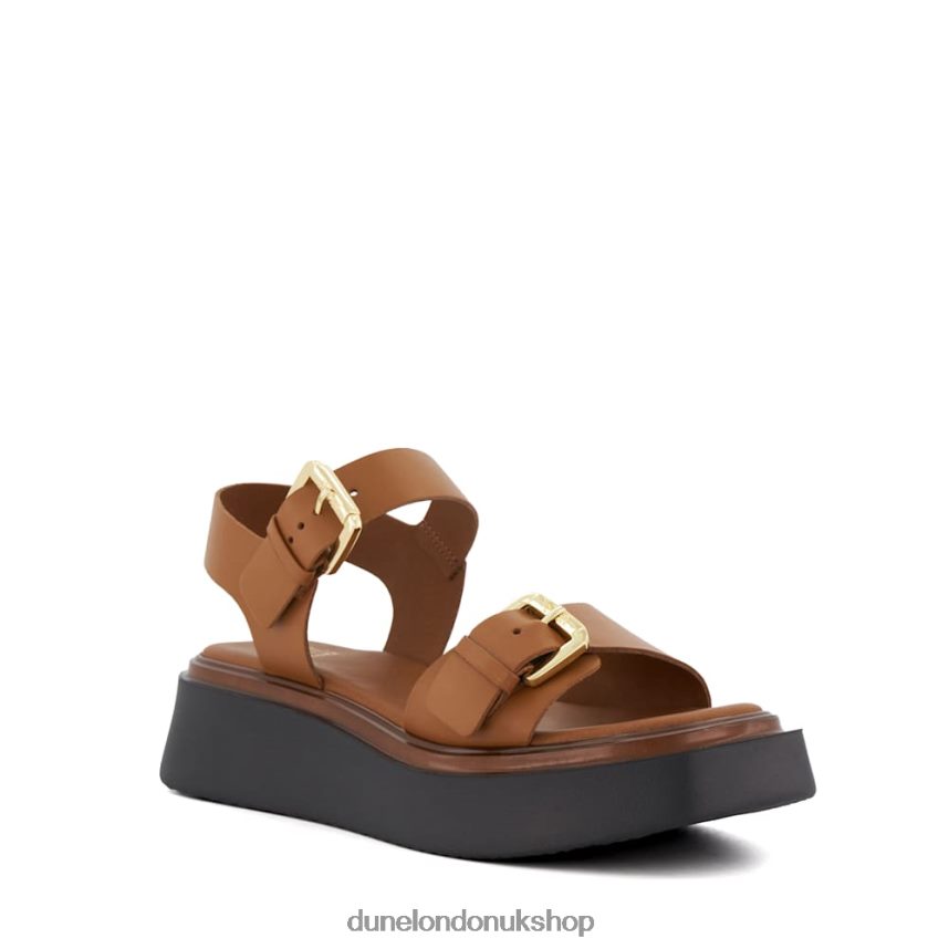 Casual Leather Flatform Sandals Women N4BBPB675 Dune London Loells Tan - Click Image to Close